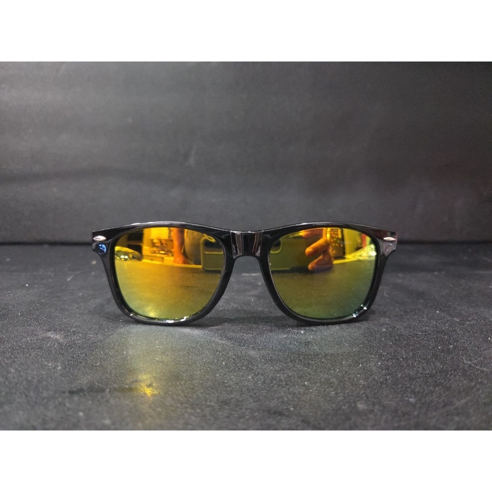 Feam Aero Black Sunglasses. Mirrored Yellow Lenses,‎ Wayfarer Style